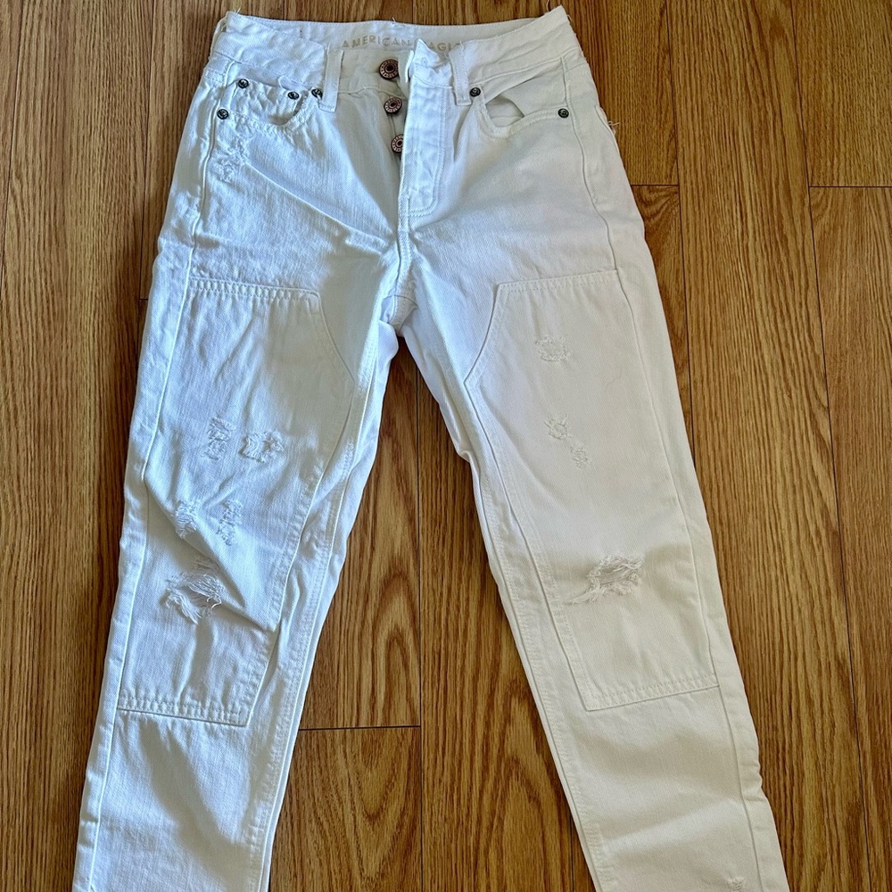 American Eagle Outfitters High Rise Cream Jeans